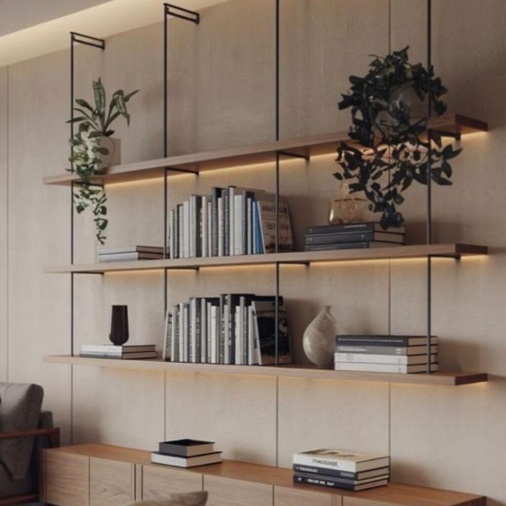 aluminium and wood open shelfs 1