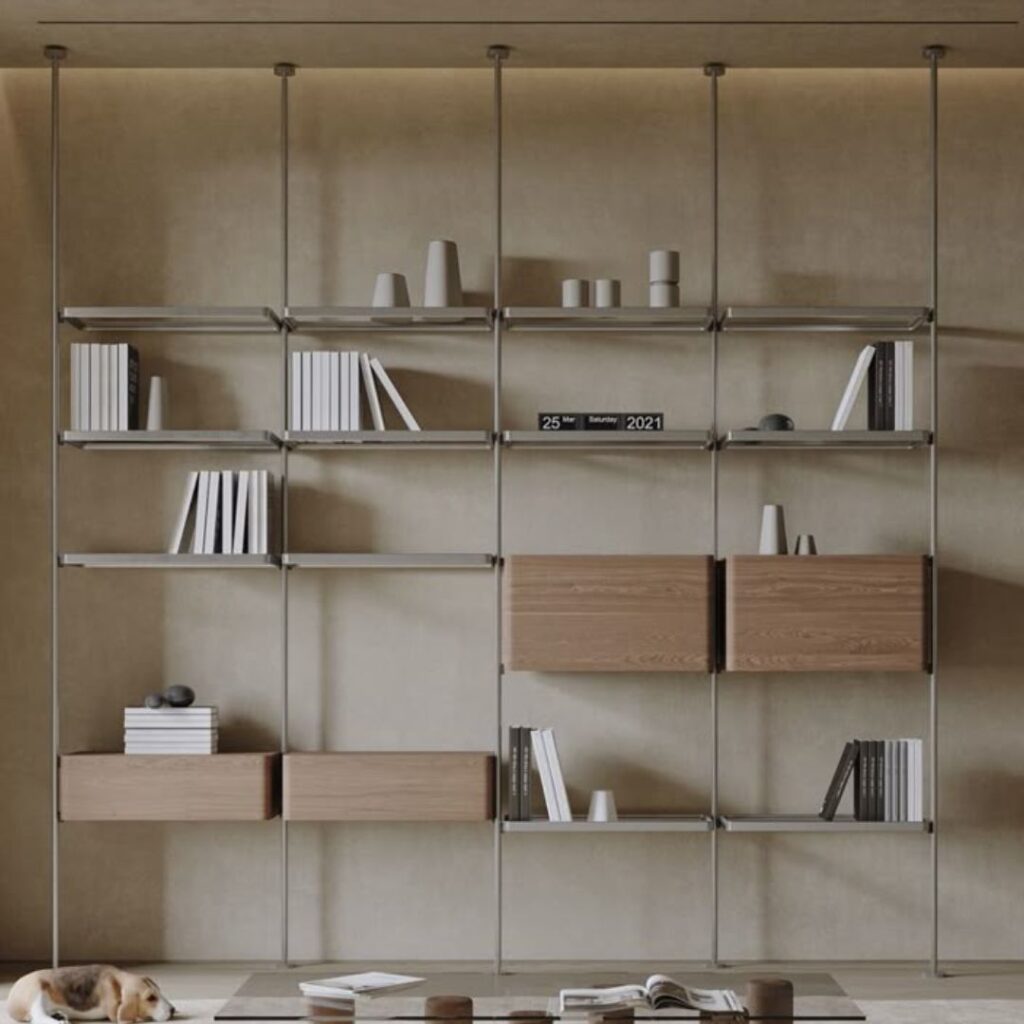 aluminium and wood open shelfs 6